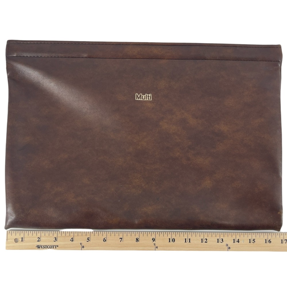 Vintage Hazel Brown Leather Portfolio Document Case Spring Top Easy Open